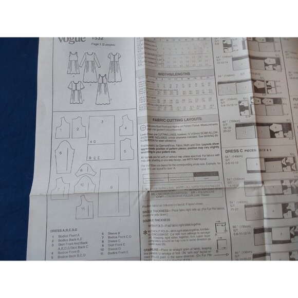 Vogue sewing pattern 1532 easy basic design dress A line waist sizes 12-14-16 - Picture 6 of 6